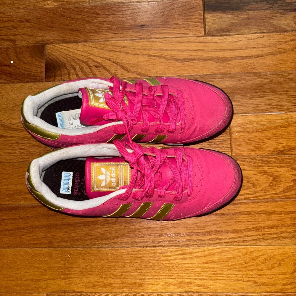 Adidas Originals pink and gold trainers